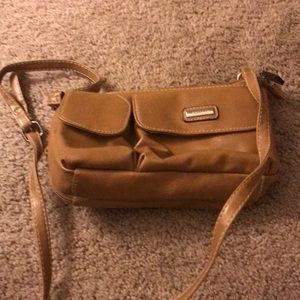 Tan Rosetti small crossbody/clutch